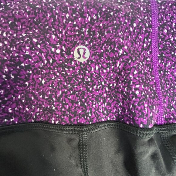 Lululemon Womens Flared Yoga Pants Black Purple Waistband Pull-On Mid-Rise - Picture 3 of 8
